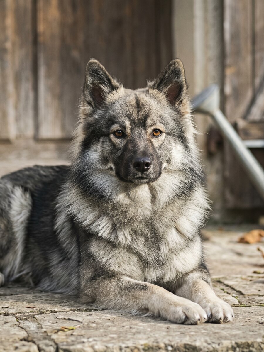 Sirius, mâle gris-loup charbonné, posé sur un rocher